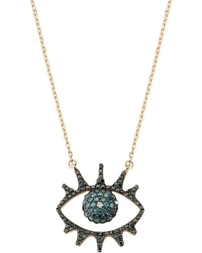 BeeGoddess Eye Light Open Multi-diamond Pendant Necklace - Metallic