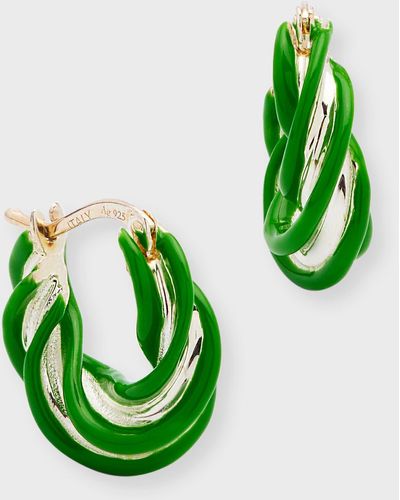 Bottega Veneta Pillar Twisted Hoop Earrings - Green
