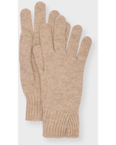 Johnstons of Elgin Split Cuff Cashmere Gloves - Natural