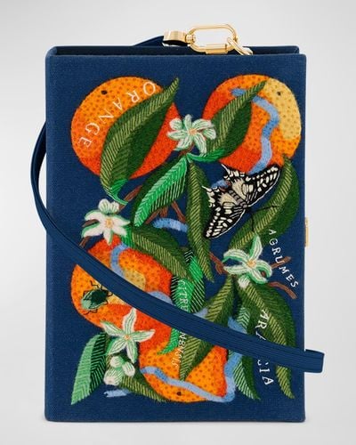 Olympia Le-Tan Oranges Book Clutch Bag - Blue