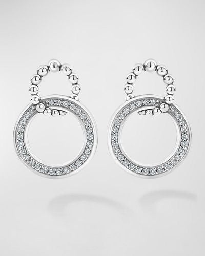 Lagos Diamond Circle And Caviar Beaded Circle Earrings - Metallic