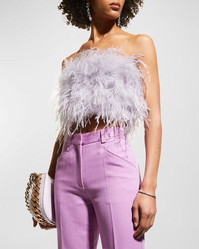 Lamarque Zaina Ostrich Feather Bustier Top - Purple