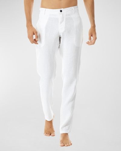 Vilebrequin Solid Linen Straight-Leg Pants - White