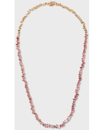 KALAN by Suzanne Kalan 18k Rose Gold Pink Sapphire Tennis Necklace - White