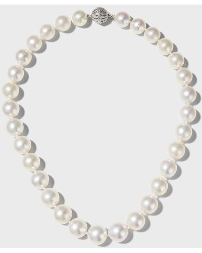 Belpearl South Sea Pearl Necklace With Diamond Ball Clasp, 18" - White