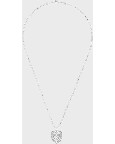 Dinh Van White Gold Diamond Double Coeur Pendant Necklace