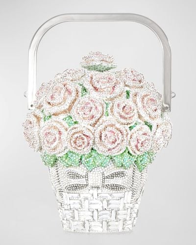 Judith Leiber Basket Of Roses Blush Bouquet Top-Handle Bag - Gray