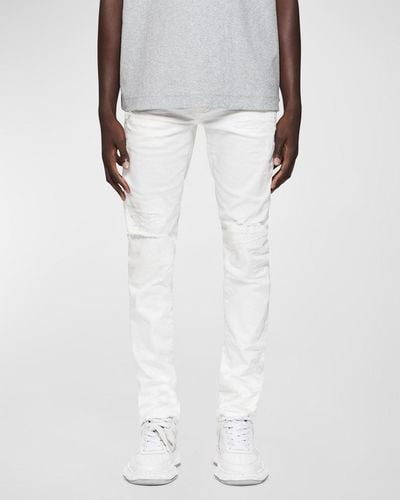 Purple Destroyed Skinny Jeans - White