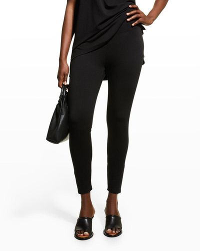 Eileen Fisher High-Rise Cropped Terry Leggings - Black