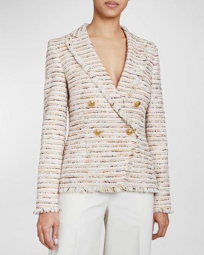 Santorelli Alaia Double-Breasted Tweed Jacket - Natural