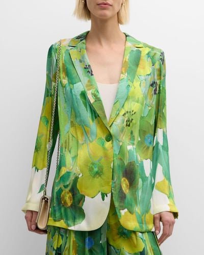 Kobi Halperin Marnie Single-Button Floral-Print Jacket - Green