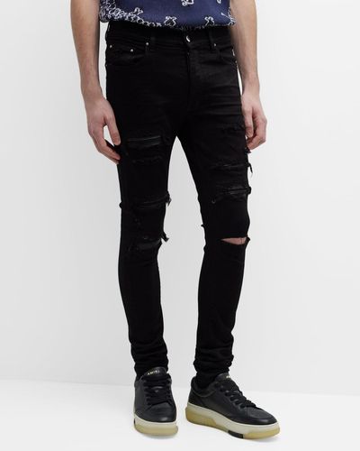 Amiri Leather-Patch Thrasher Jeans - Black