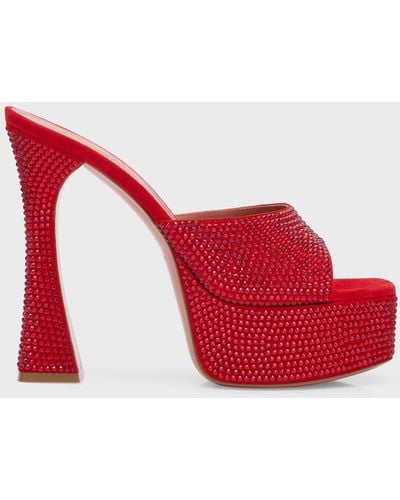 AMINA MUADDI Dalida Crystal Slide Platform Sandals - Red