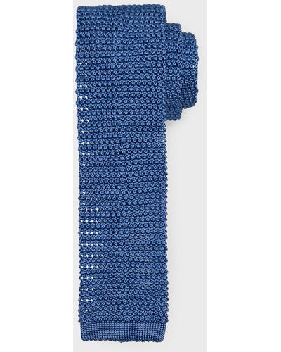 Sid Mashburn Solid Silk Knit Tie - Blue