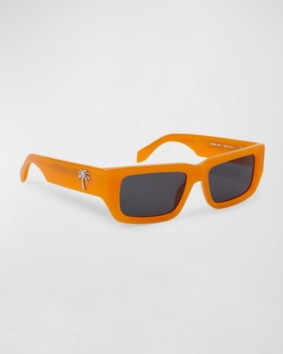Palm Angels Sutter Acetate Rectangle Sunglasses - Orange
