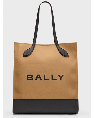 Bally Bar Keep On Fabric And Leather Tote Bag - Natural