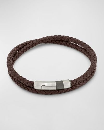 Tateossian Woven Leather Wrap Bracelet - Brown
