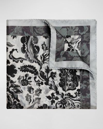 Eton Floral-Print Silk Pocket Square - Metallic