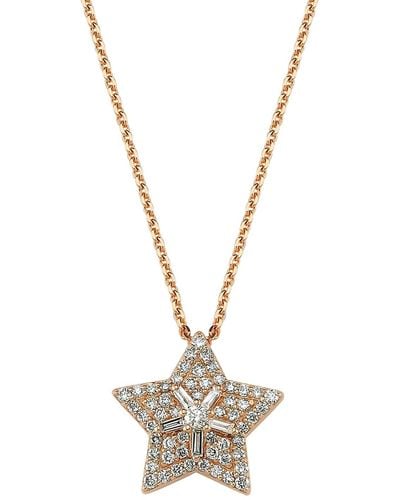 BeeGoddess 14k Rose Gold Diamond Sirius Necklace - Metallic
