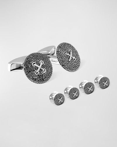 Tateossian Diamond Button Cufflinks And Shirt Stud Set - Metallic