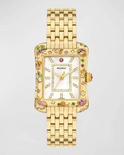 Michele Limited Edition Deco Moderne 18k Gold-plated Diamond Watch - Metallic