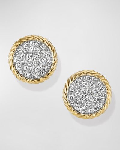 David Yurman Elements Earrings In 18k Gold With Diamonds, 11.5mm, 0.5" - Metallic