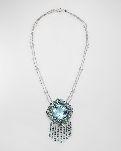 Alexander Laut 18K Aquamarine, Sapphire, Tsavorite And Diamond Pendant Necklace - White