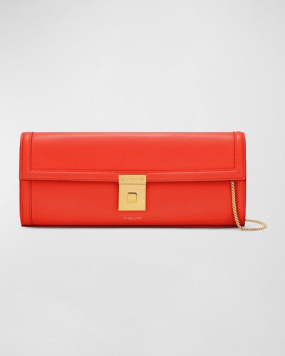 DeMellier London Paris Flap Leather Clutch Bag - Red