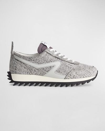 Rag & Bone Cotton Leather Retro Runner Sneakers - Gray