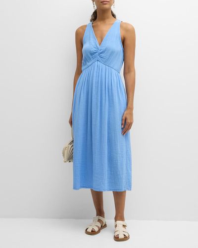 Xirena Faedra Sleeveless Cotton Gauze Midi Dress - Blue