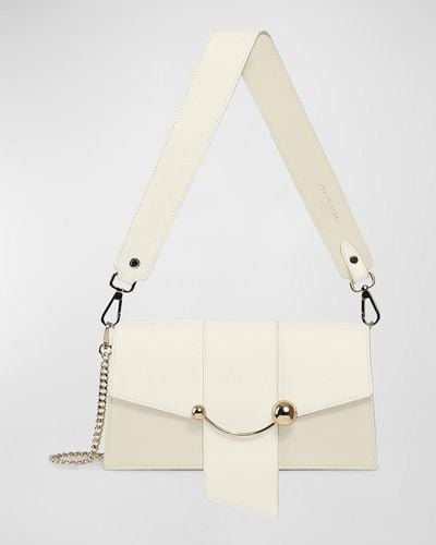 Strathberry Crescent Mini Leather Shoulder Bag - Natural