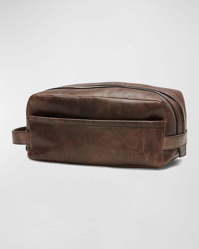 Frye Logan Antiqued Leather Travel Toiletry Case - Brown