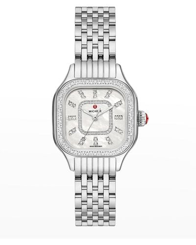 Michele Meggie Diamond Bezel And Mother-of-pearl Watch - White