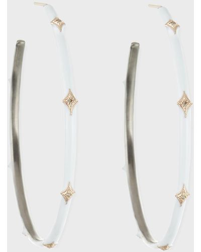 Armenta New World Enamel Earrings W/ 14K Crivelli - White