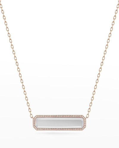 WALTERS FAITH Belle Rose Gold East-west Rock Crystal Tablet Necklace - White