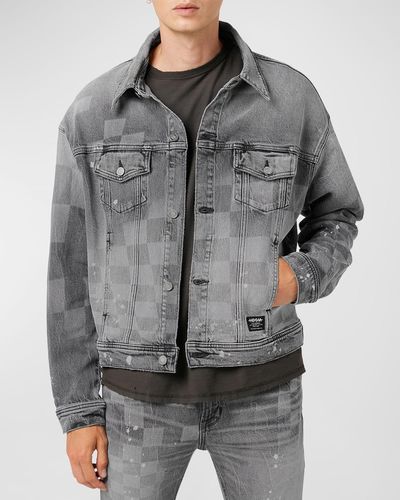 Hudson Jeans Check Denim Trucker Jacket - Gray