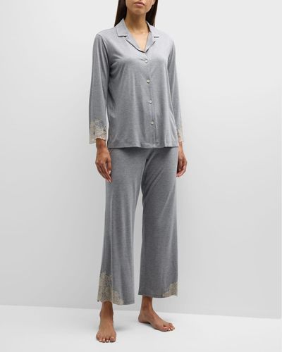 Natori Luxe Shangri La Pajama Set - Gray