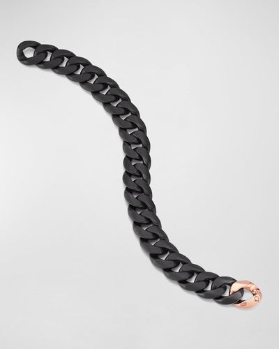 ’ROBERTO DEMEGLIO Matte Black Ceramic Link Bracelet With One Rose Gold Link