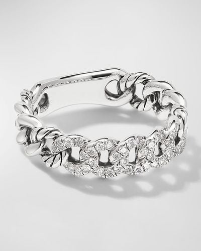 David Yurman Belmont Curb Link Band Ring With Diamonds - Gray