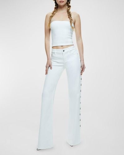 Alice + Olivia Jenny Low-Rise Side Grommet Jeans - White