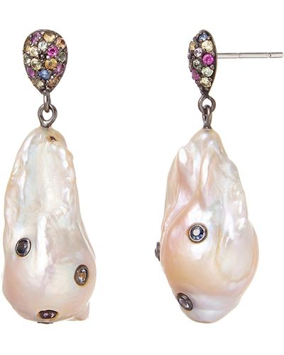 M.c.l  Matthew Campbell Laurenza Sapphire & Baroque Pearl Drop Earrings - Multicolor