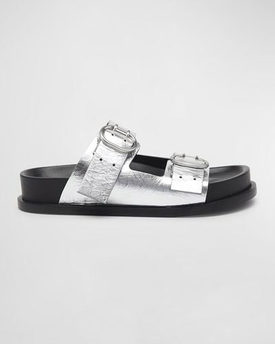 Jil Sander Metallic Dual-buckle Comfort Sandals
