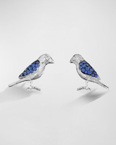 Mimi So Oxidized 18K Wonderland Pave Sapphire And Diamond Bird Stud Earrings - Blue