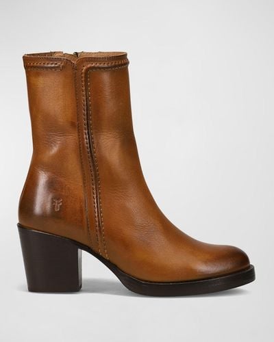 Frye Jean Calfskin Ankle Boots - Brown