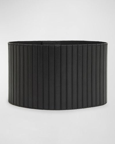 Alaïa Striped Leather Corset Belt - Black