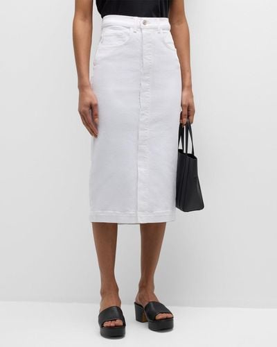 Current/Elliott The Insignia Denim Midi Skirt - White