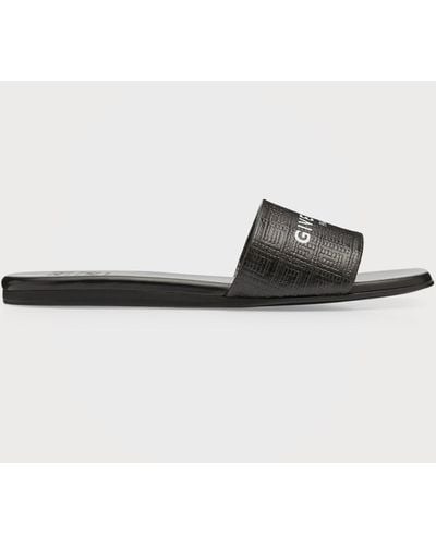 Givenchy 4G Monogram Flat Slide Sandals - Black