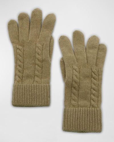 Portolano Cashmere Cable Knit Gloves - Green