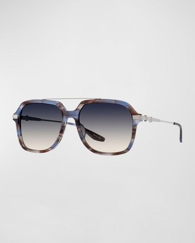 Barton Perreira D. Ellis Zyl & Titanium Aviator Sunglasses - Blue
