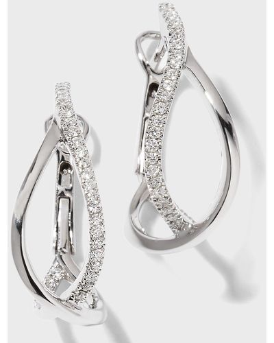 Frederic Sage 18k White Gold Diamond Crossover Hoop Earrings